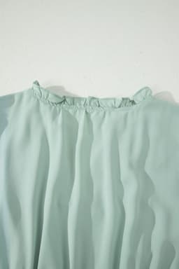 image-Bright Green V Neck Puff Sleeve High Waist Tiered Maxi