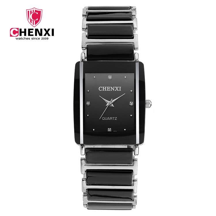image-CHENXI Couple Watch Ceramic Square Black 30M