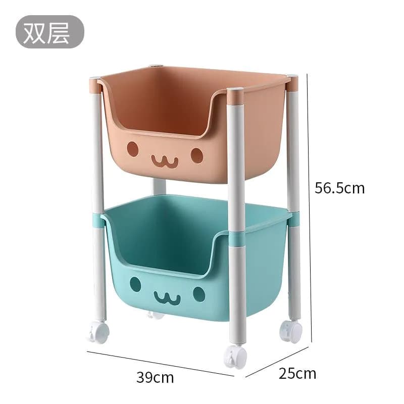 image-Silver Cat Storage Rack 3-Layer Mobile Shelf