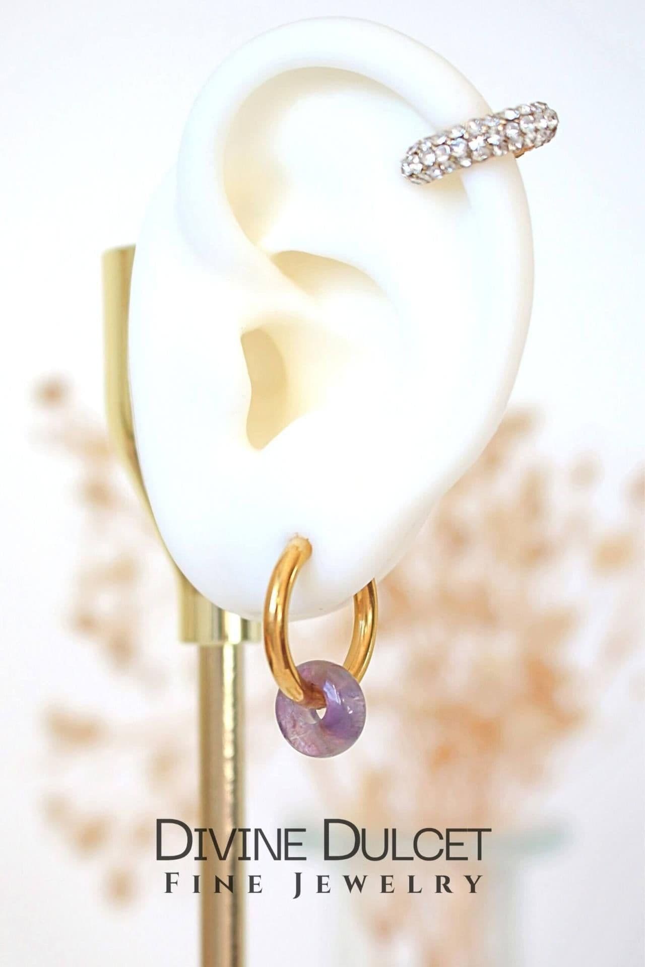 image-Removable Natural Crystals Beads | 24K Hoop Earrings