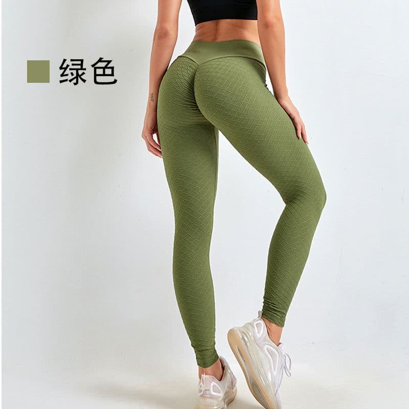 image-European and American peach butt seamless yoga pants three-dimensional shaping butt lifting tights sports pants high waist hip rhombus pants