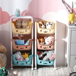 image-Silver Cat Storage Rack 3-Layer Mobile Shelf