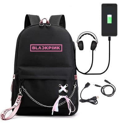 image-BLACKPINK Park Chae-young, LISA, Kim Ji-soo, the same starry sky backpack, school bag, backpack, Korean version, USB