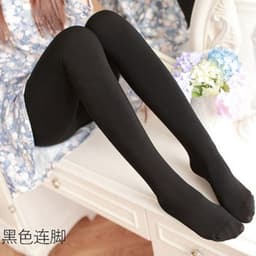 image-Black Nylon Pantyhose Plus Velvet - Medium Thickness