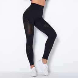 image-Cross-border new seamless knitted quick-drying hollow yoga fitness pants high-waisted hip-lifting tight-fitting sports yoga pants in stock