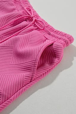image-Strawberry Pink 2pcs Drawstring Shorts Set, Short Sleeve Top & Shorts