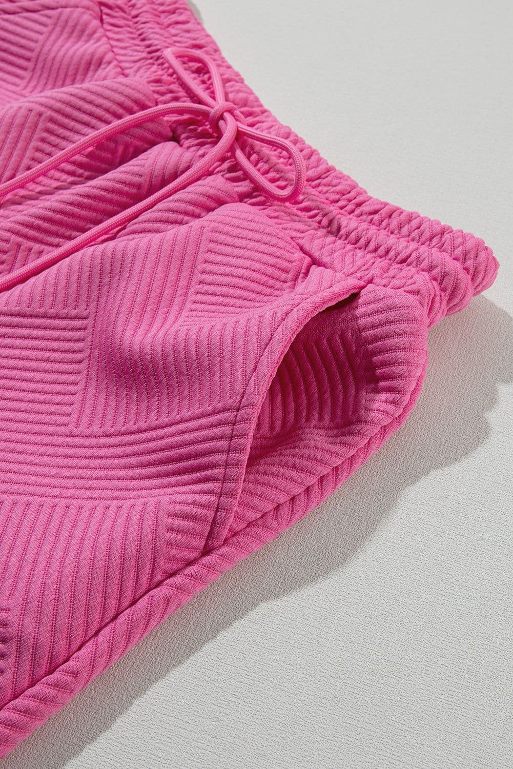image-Strawberry Pink 2pcs Drawstring Shorts Set, Short Sleeve Top & Shorts