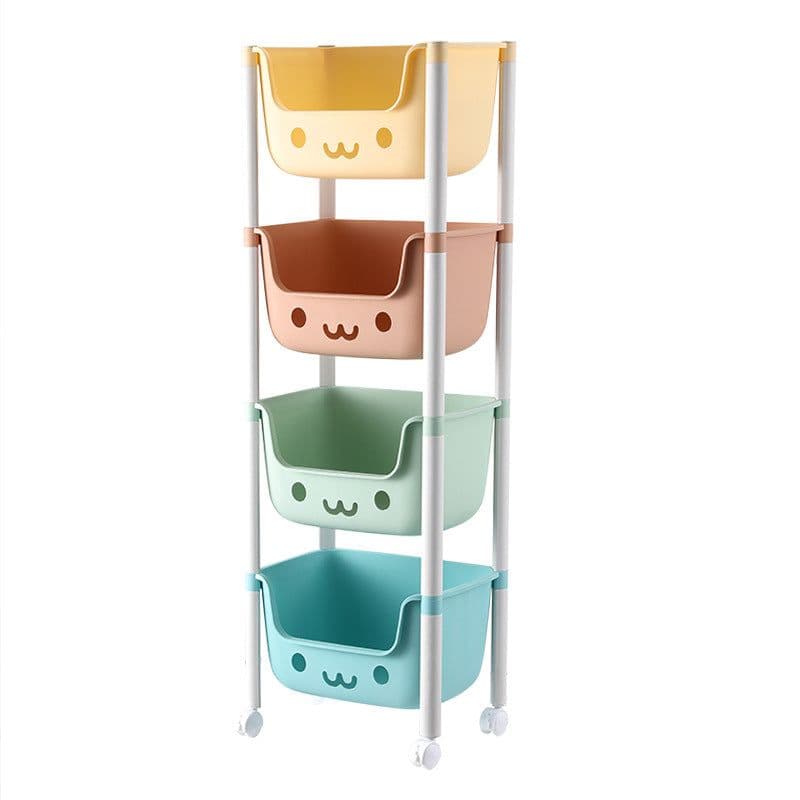 image-Silver Cat Storage Rack 3-Layer Mobile Shelf