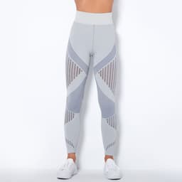image-Spot goods! European and American cross-border seamless knitted sexy striped moisture-wicking yoga pants sports running fitness pants women