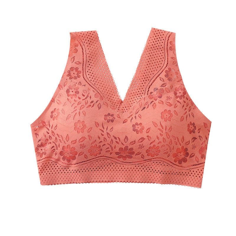 image-Thin section beautiful back wrapped chest vest women gather no steel ring with chest pad to collect auxiliary milk base large size seamless bra underwear