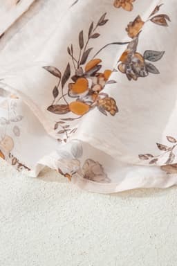 image-Apricot Floral Printed Silky Button Up Long Sleeve Shirt