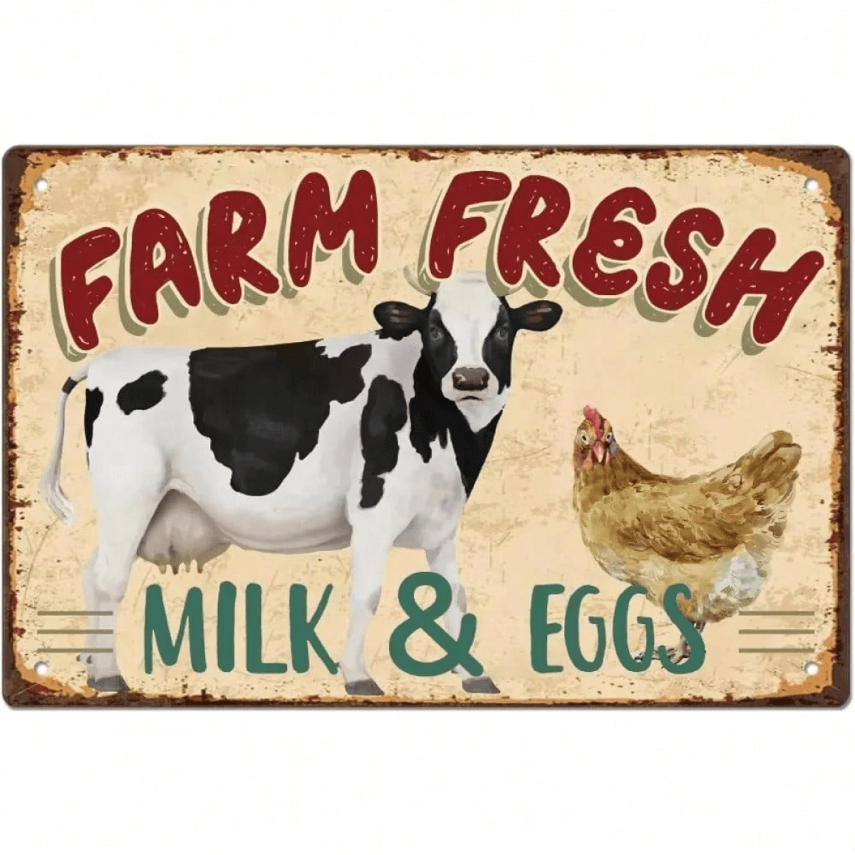 image-Retro Farm Metal Cow Sign - Farmhouse Decor, 8"x12" Rustic Wall Art