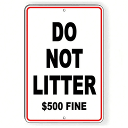 image-CIFbuy Weatherproof No Littering Sign for Parks 8"x12" Metal