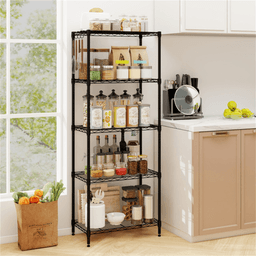 image-5-Tier Metal Wire Shelving Rack - 750 lbs Black
