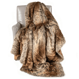 image-Faux Raccoon Fur Throw Blanket - 760GSM, 60"x80", Double-Sided, Cozy