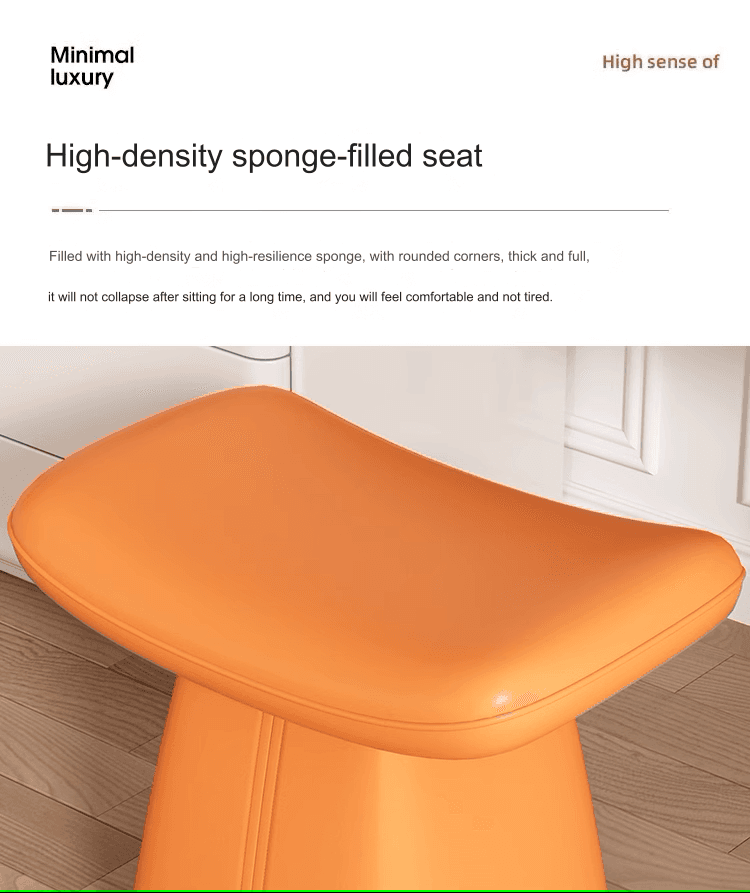 image-Vibrant Orange Leather Changing Stool