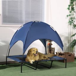image-Dog Cot Cooling Pet Bed - Dark Blue/Black XL Size 48"L