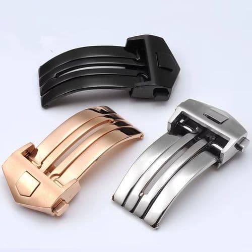 image-18mm 20mm Watchband Buckles for TAG Heuer Solid Stainless Steel Folding Clasps Silicone Leather Strap Clasp Watch Accessories