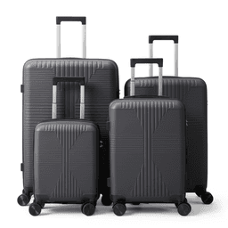 image-Non-TSA 4-Piece PP Trolley Suitcase Set - 16in, 20in, 24in, 28in - Dark Gray