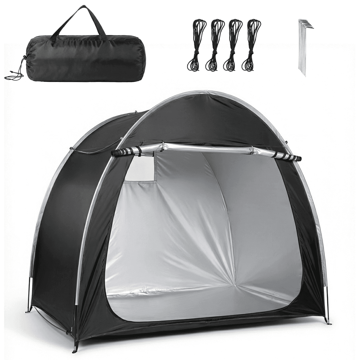 image-Arc Bicycle Storage Shed - 6.8x4.9FT Black, 210D Oxford, Fiberglass, Double Doors