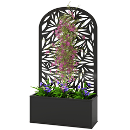 image-Plant Stand/Flower Stand - Black Metal 24"L x 9.1"W x 44.5"H