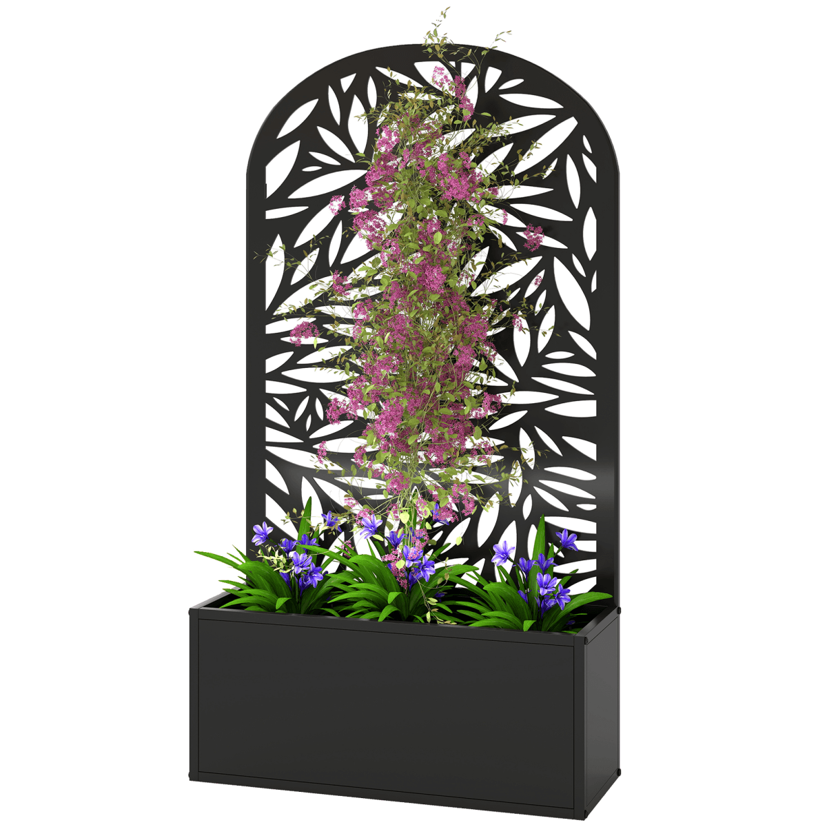 image-Plant Stand/Flower Stand - Black Metal 24"L x 9.1"W x 44.5"H