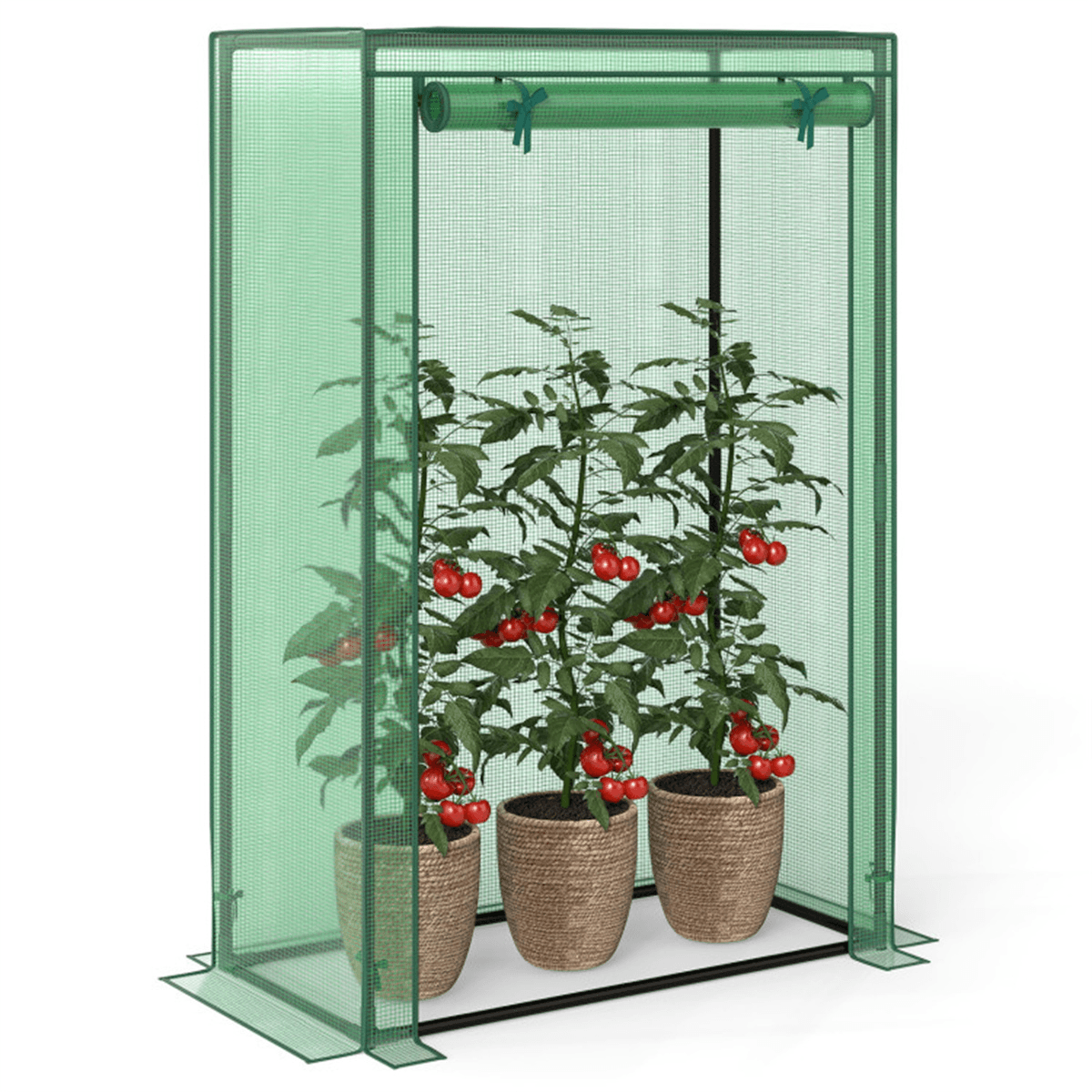 image-Portable Mini Greenhouse 39"x20"x59" PE Cover Tool-Free Green