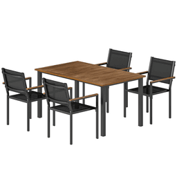 image-Dining Table - Rectangular Acacia Wood, Steel Frame, 59.1" L x 35.4" W x 29.5" H