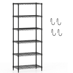 image-6-Tier Metal Wire Shelving, 900LBS Black Storage Rack with Adjustable Shelves