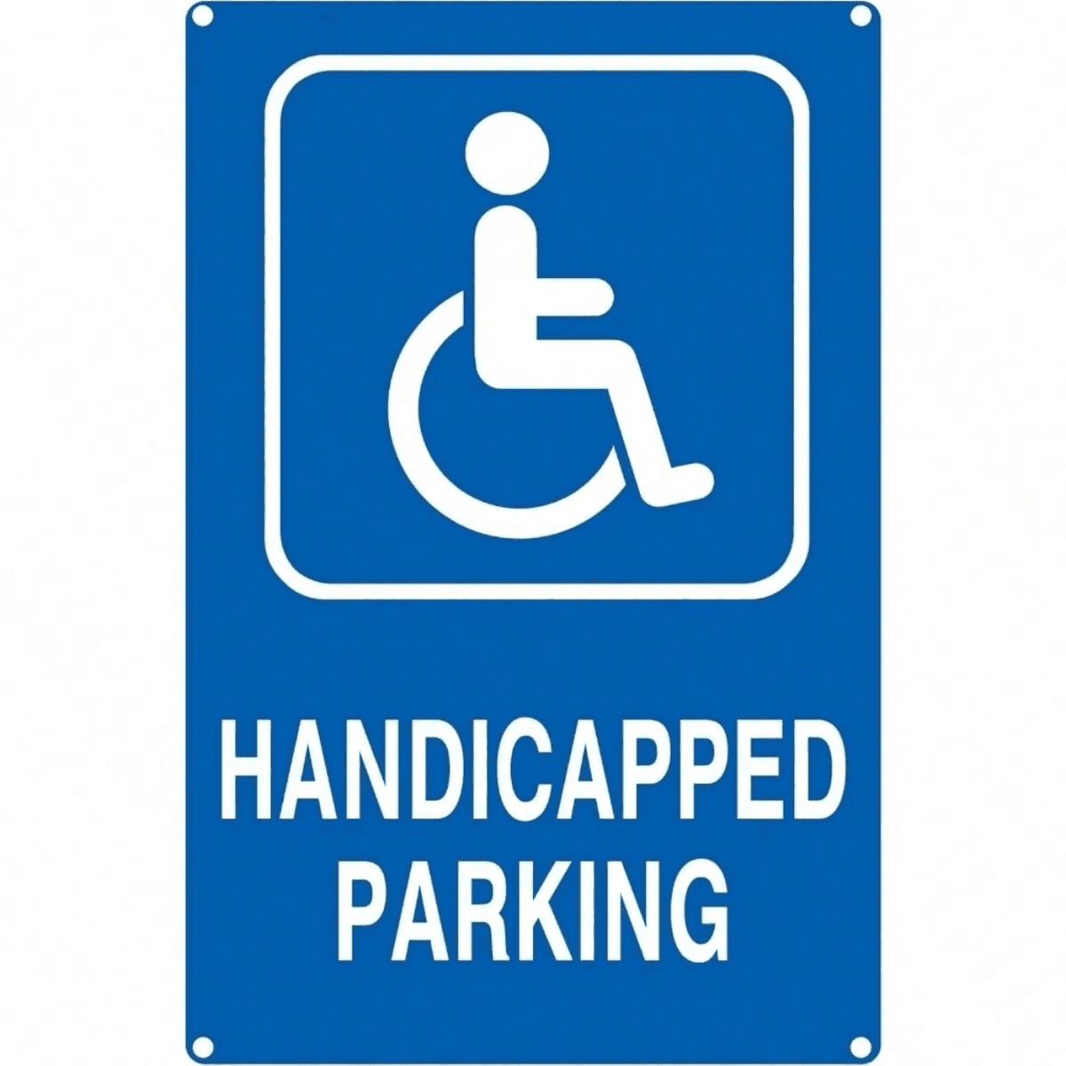image-Handicapped Metal Parking Sign with Reflective Surface, 8x12 inches