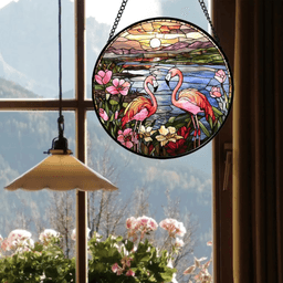 image-Acrylic Flamingo Garden Sun Catcher - 20cm Colorful Outdoor Decor