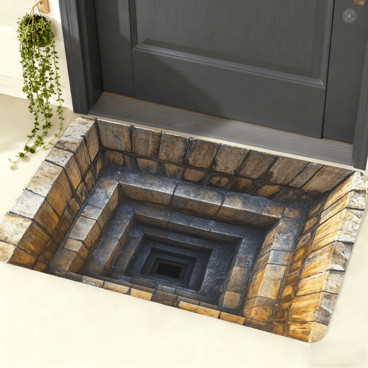 image-3D Optical Illusion Doormat - Ground Crack Design Anti-Slip Rug