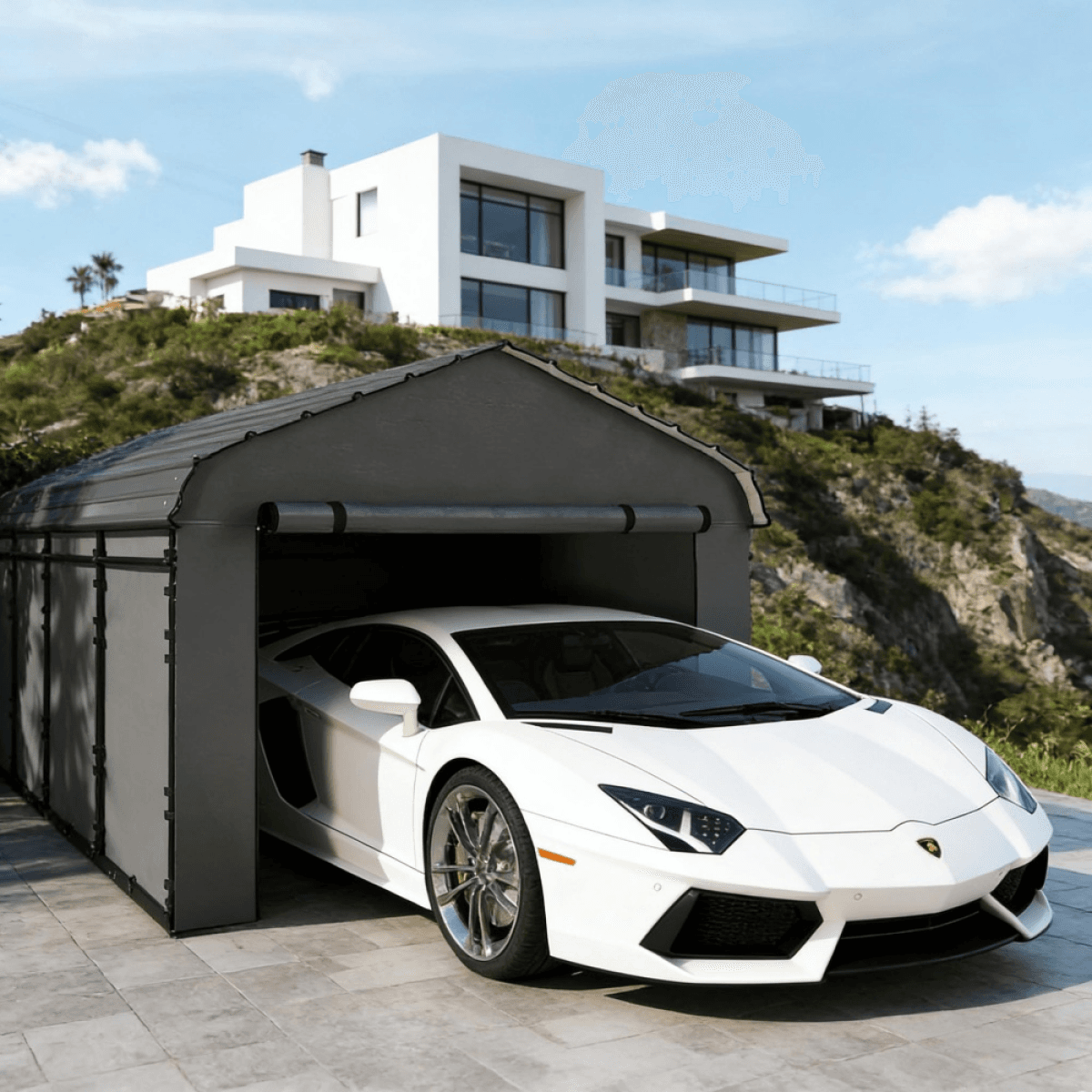 image-Heavy Duty Carport 20x12ft Metal Dark Gray