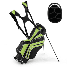 image-Lightweight Golf Stand Bag, Green, Portable Water-Resistant 6lbs