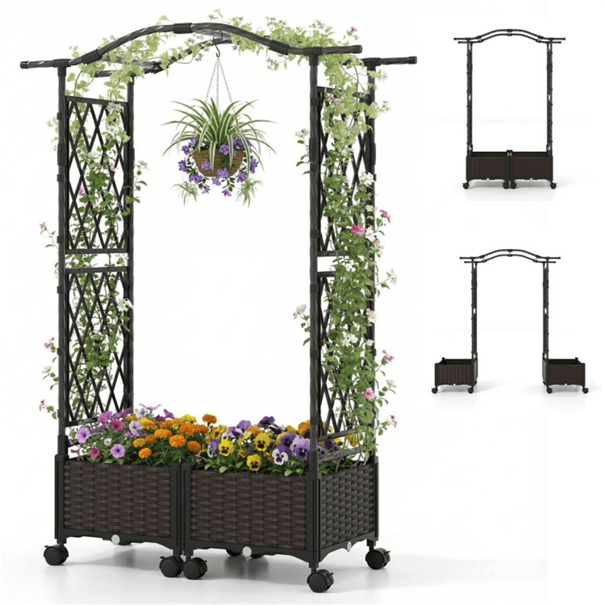 image-5 FT Vertical Raised Garden Bed with Trellis & Wheels