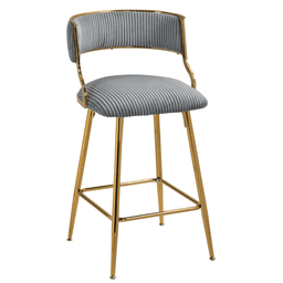 image-Set of 2 Counter Height Bar Stools, 26'' Corduroy, Modern Kitchen Design, Grey Base