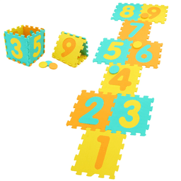 image-Yellow Kids Hopscotch Foam Mat 9 Tiles Non-Slip 10M+