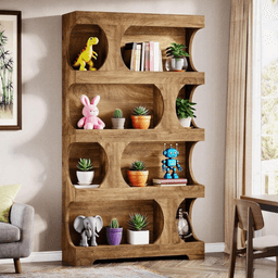 image-Shelf 4-Tier Bookcase - Black 71.3" H Modern