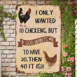 image-Vintage Rustic Aluminum Farmhouse Chicken Sign 8x12 Inch
