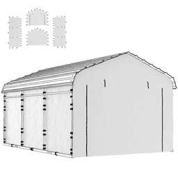 image-Carport Sidewall Panel - White, UPF50+ PE Fabric, Fits Most 12'x20' Carports