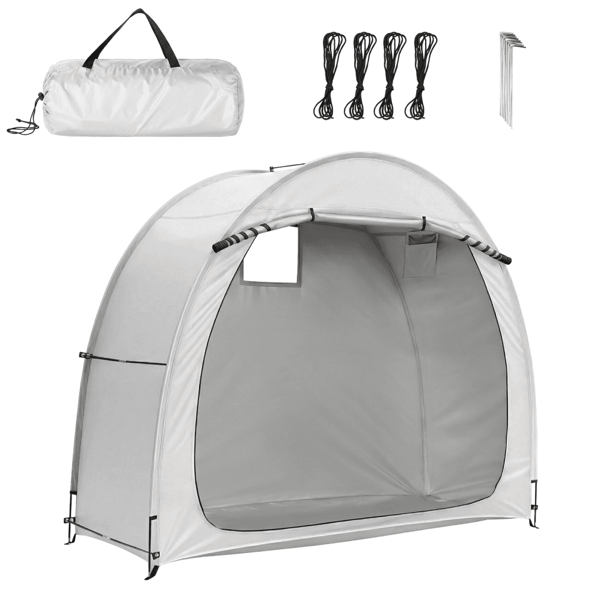 image-Arc Bicycle Storage Shed - 6.8x2.6FT Light Gray, 210D Oxford Fabric, Fiberglass Frame