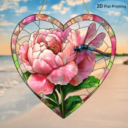 image-Acrylic Flower and Dragonfly Light Catcher Garden Decoration - 20x20cm