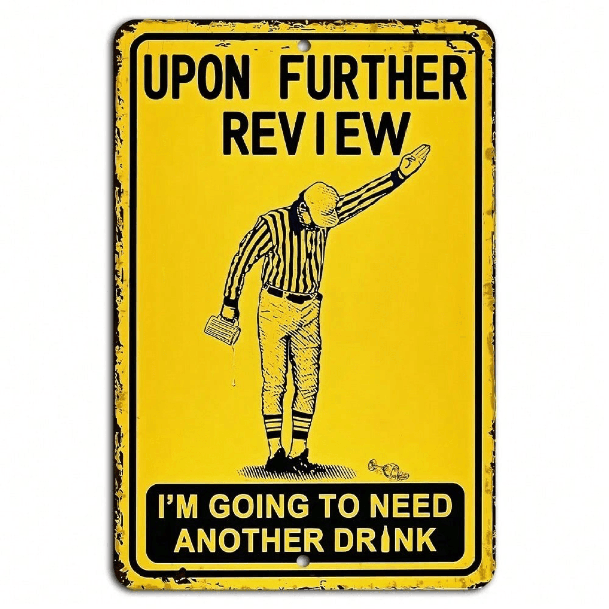 image-CIFbuy Metal Football Referee Sports Bar Sign - 8x12" Durable Decor