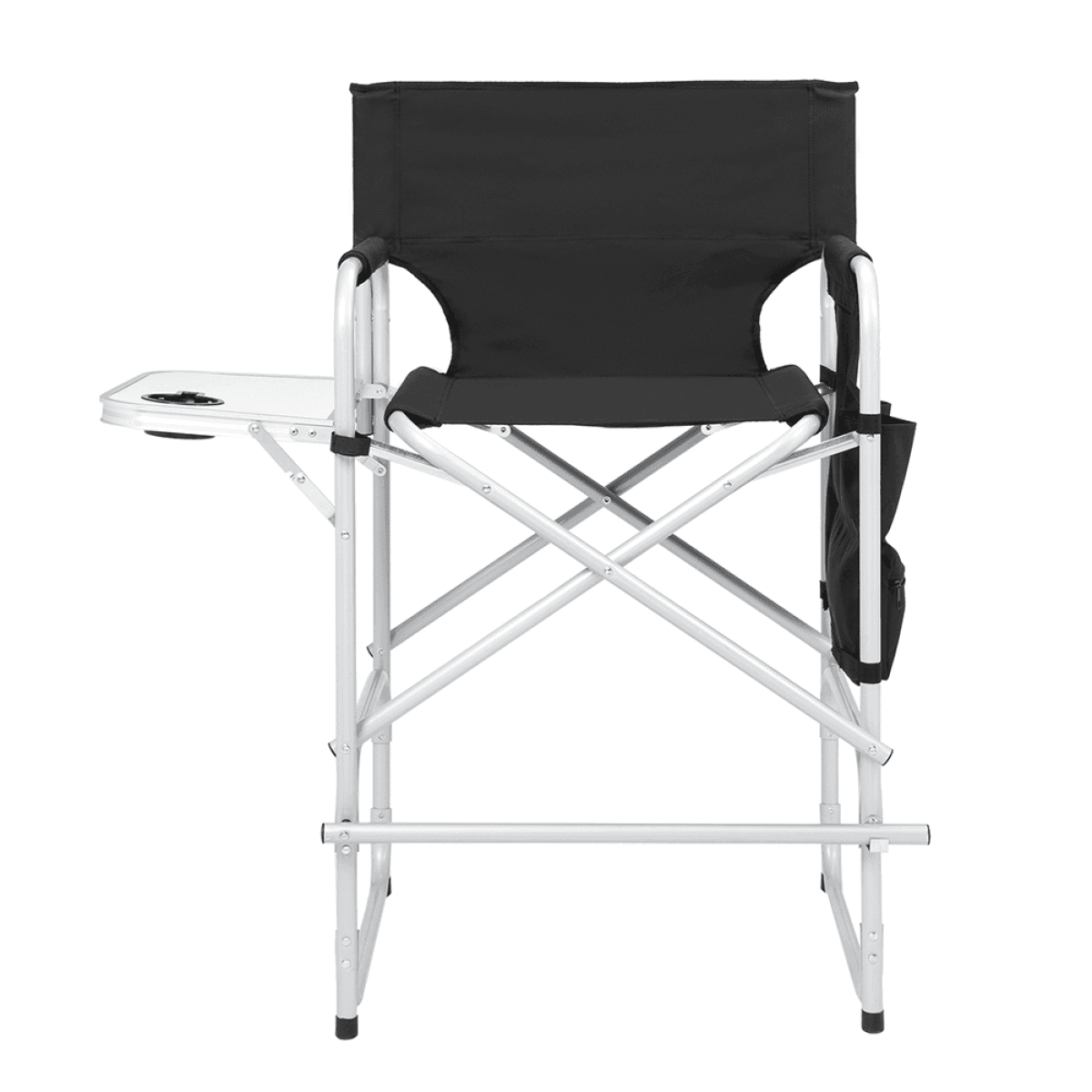 image-Round Director's Chair - Silver Iron/Black Cloth - 103x60x49cm - 120kg