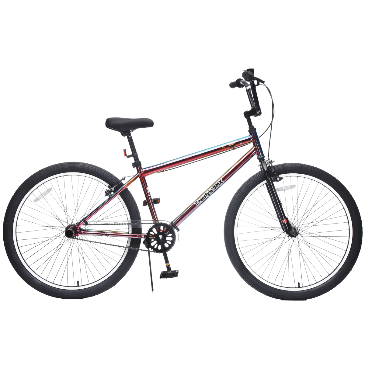 image-26 Inch Freestyle Bike for Teens, Steel Frame Single-Speed Bicycle with 2 Pegs , Front Caliper Brake and Rear V Brake, Bicycle for Boys and Girls Ages 14+