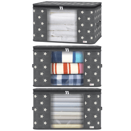 image-VINSANI 3pc DELUXE STORAGE BAGS GREY STAR 0000329