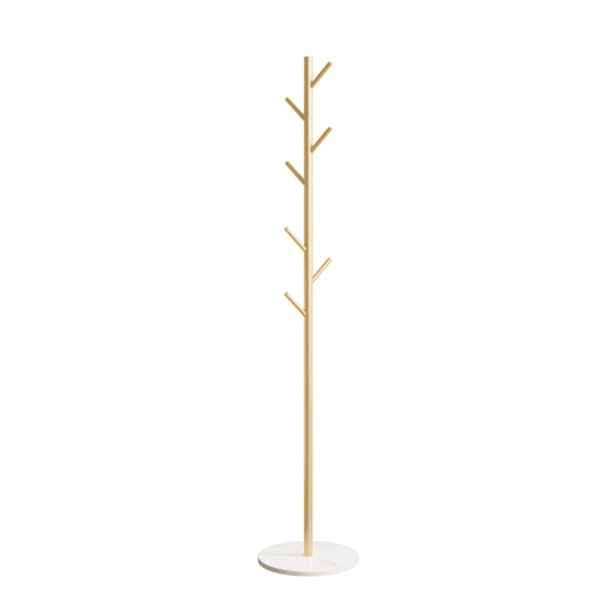 image-Golden Metal Clothing Rack with Marble Base - Heavy Duty