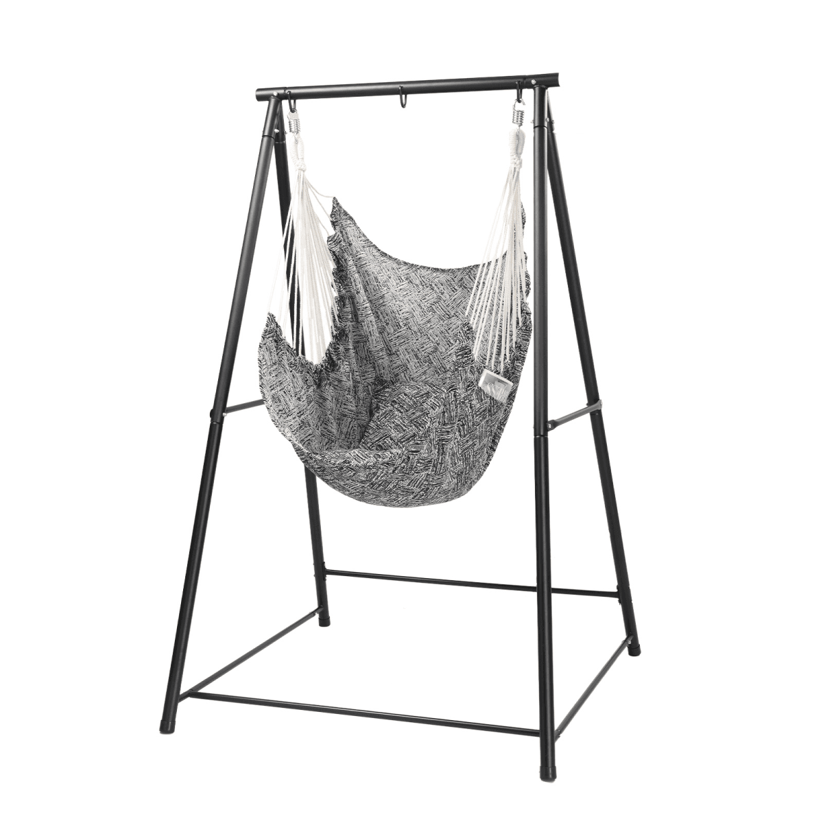 image-Hammock Chair Stand with Swing - Black 71"