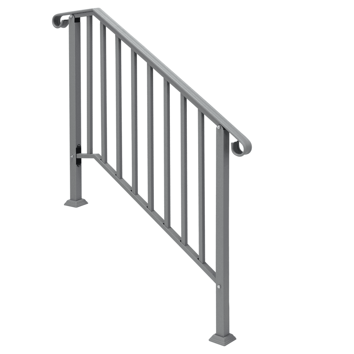 image-Silver Outdoor 3-Step Iron Handrail