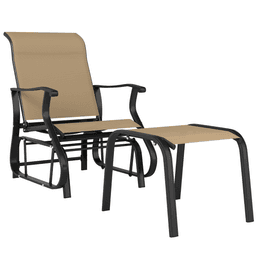 image-Garden Chair Set - Black/Tan, Steel & Mesh, 22"x37"